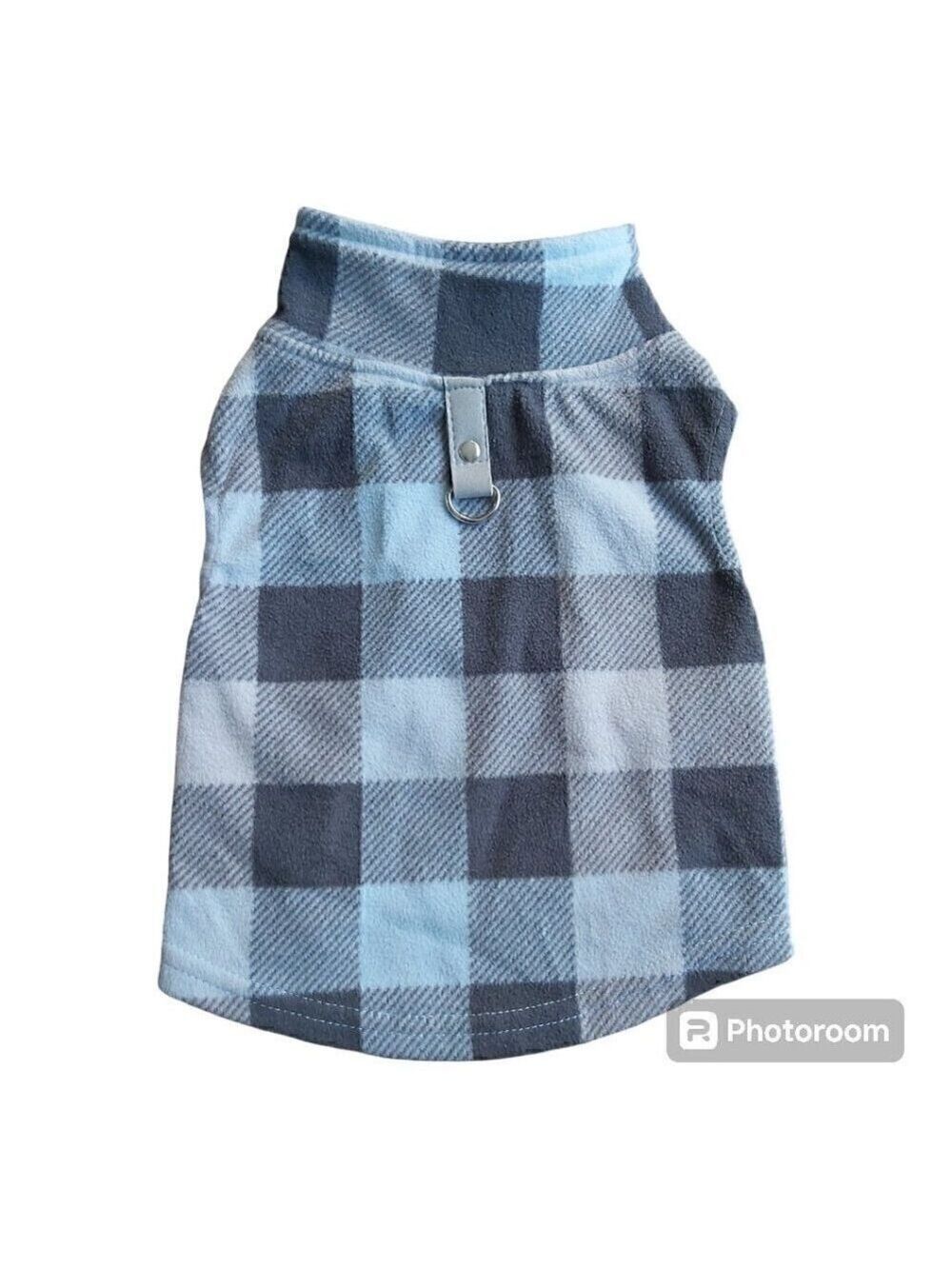 Born To Be Loved Blue/Gray/Black Buffalo Plaid Pullover Dog Shirt W/D-Ring - M